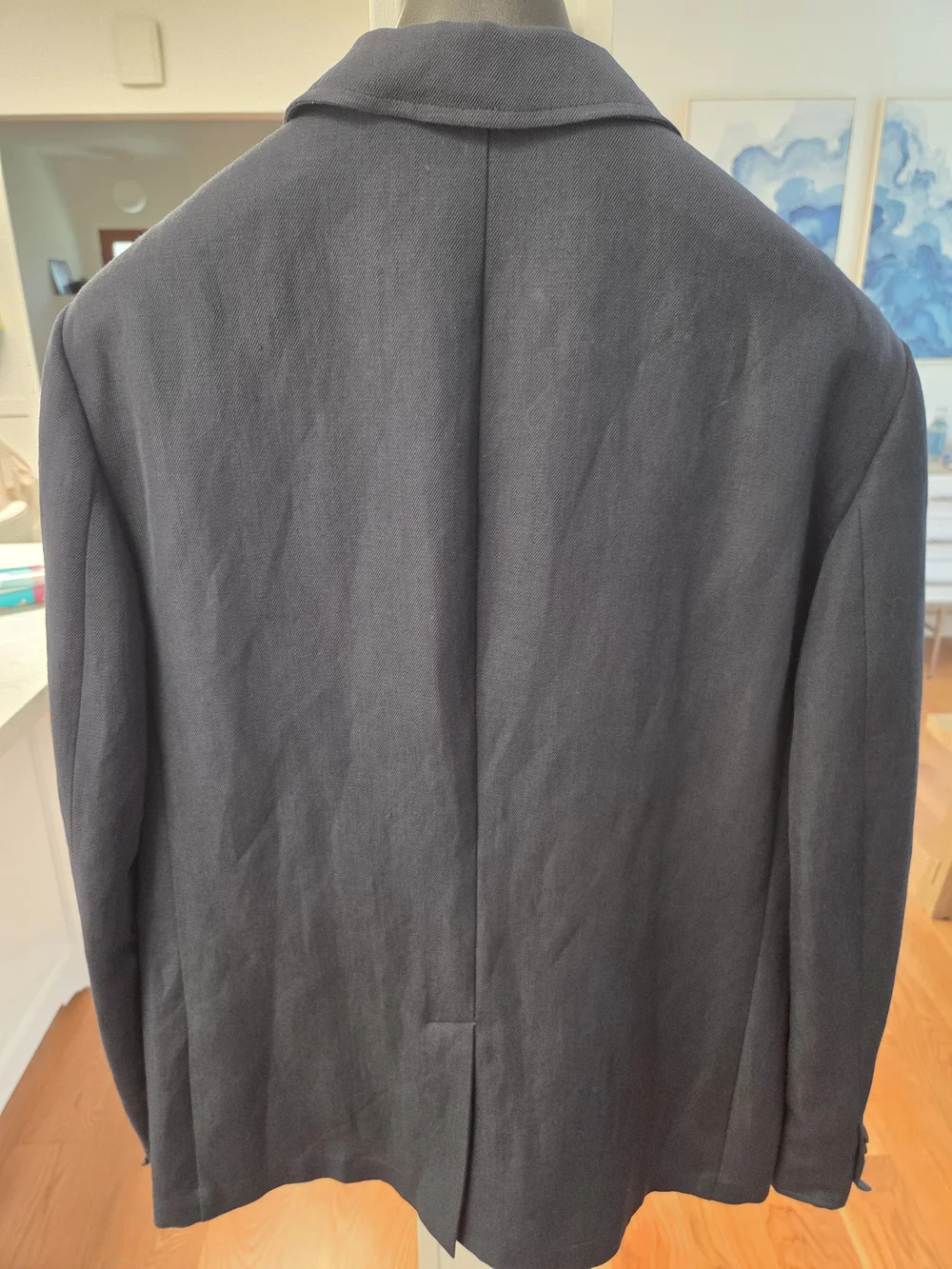 John Varvatos Men’s Navy Blue Button Up Linen/Wool Blend Woodward Jacket 52EU